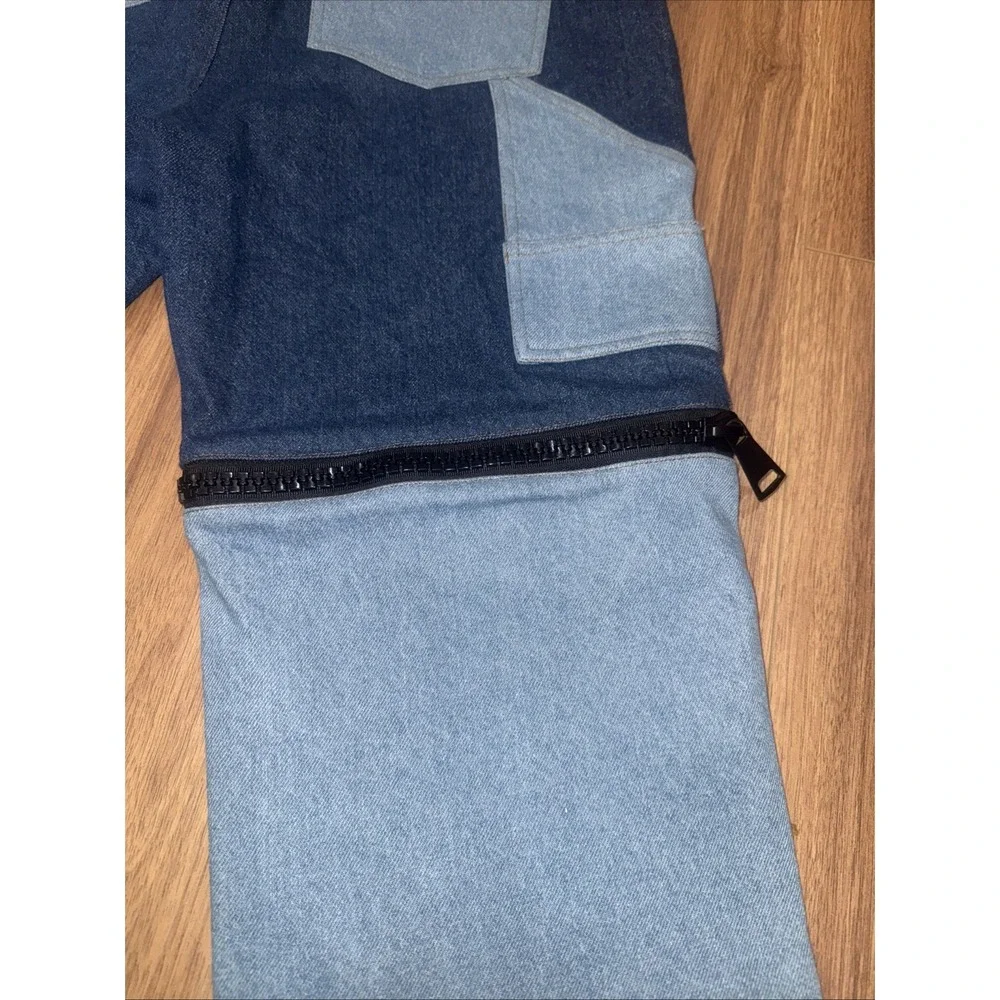 TEDDY FRESH Pants Lag Zip Off Denim Pants Unisex‎ Size 34  Relaxed Fit Jeans NWT